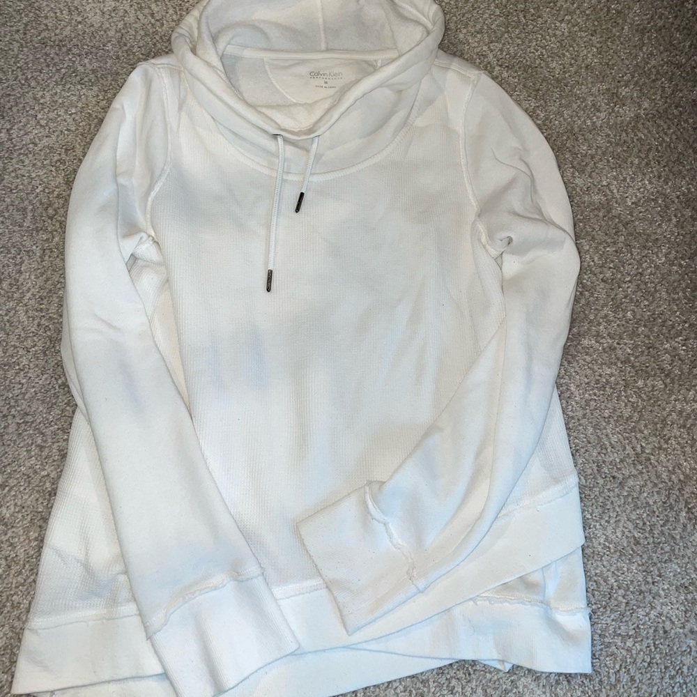 Calvin Klein White Cowl Neck Hoodie